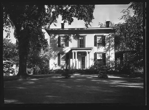 [Greek Revival House with Paired Ionic Columns in Entry Porch, Northampton, Massachusetts]