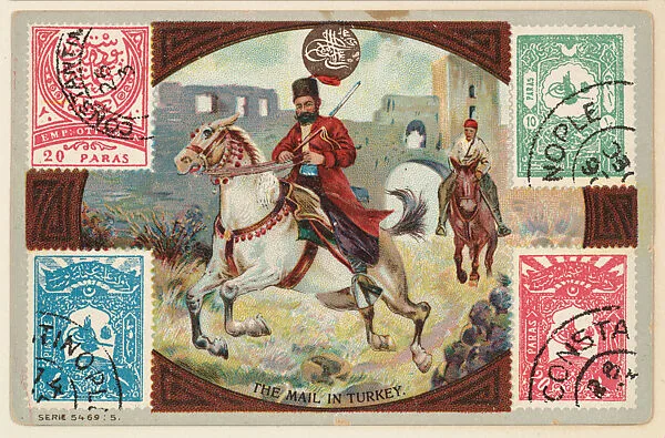 The Mail in Turkey, bakery card from the Stamps and Mail Carriers of All Nations series (D73), issued by the Rochester Baking Company — Rochester Baking Company