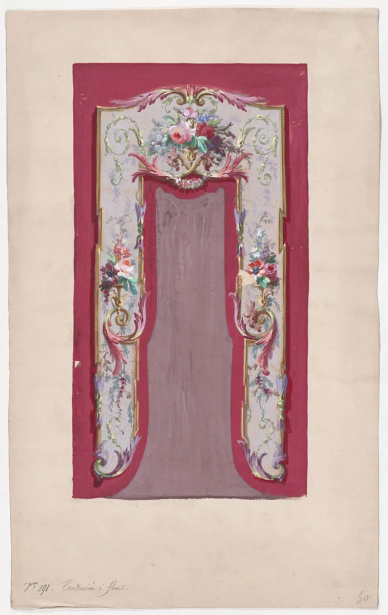 Design for a Valance with Bundles and Garlands of Flowers and Leaves — Anonymous, French, 19th century