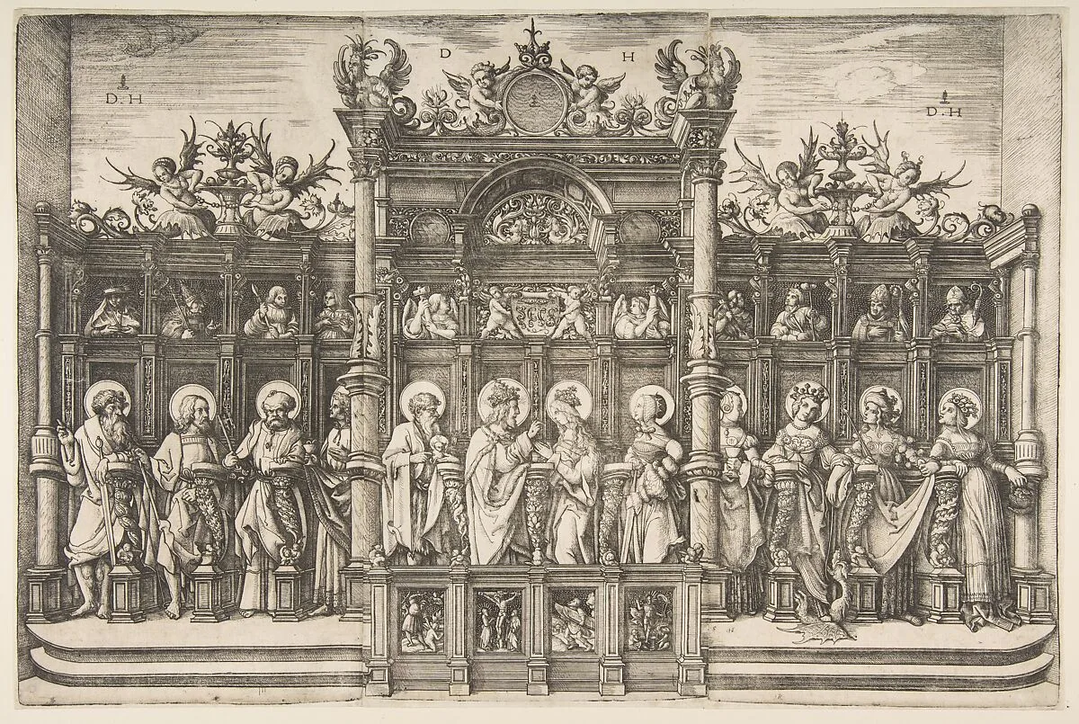 Large Choirstall with Christ Blessing the Virgin — Daniel Hopfer