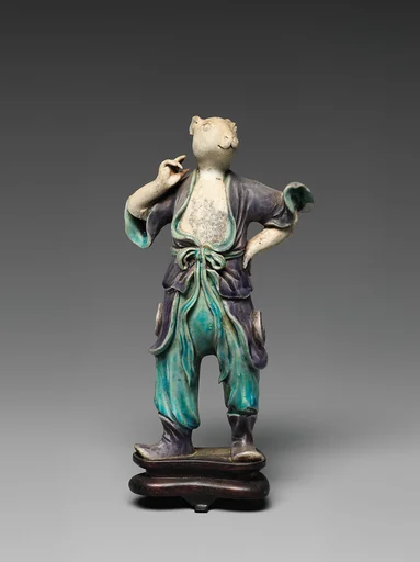 清康熙 景德鎮窯素胎彩釉生肖兔俑|Zodiac figure: rabbit