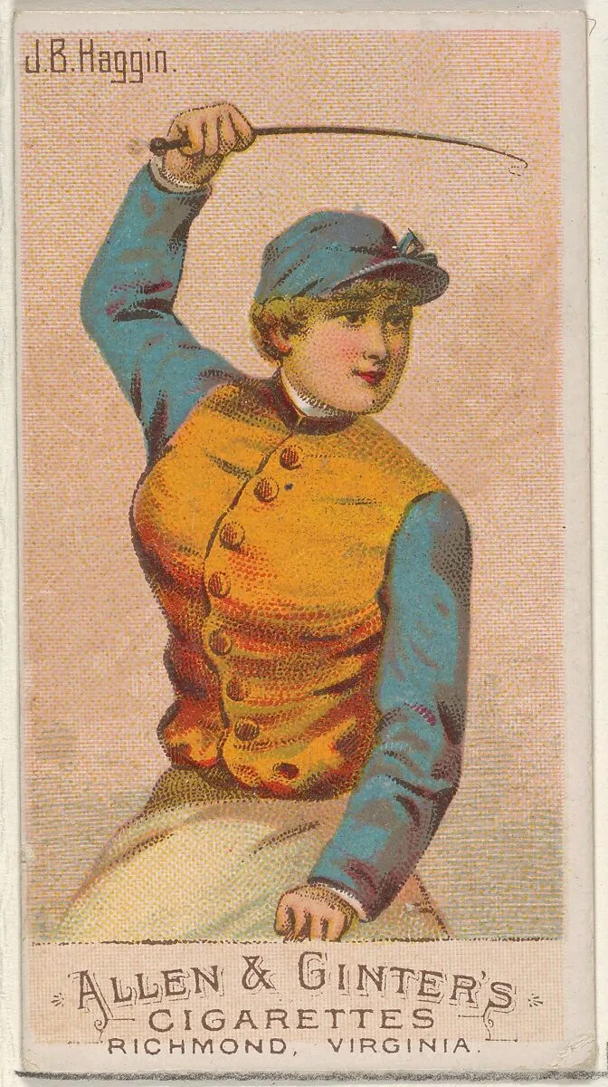 J.B. Haggin, from the Racing Colors of the World series (N22a) for Allen & Ginter Cigarettes — Allen & Ginter