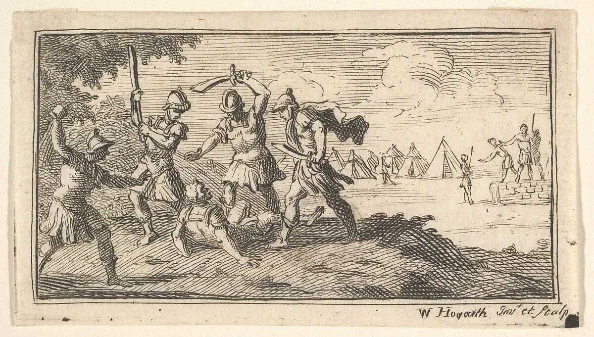 Beheading (John Beaver, Roman Military Punishments, 1725) — John Beaver|William Hogarth