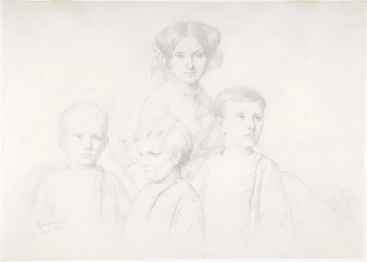 Portrait of Woman and Three Children — Gustave Boulanger