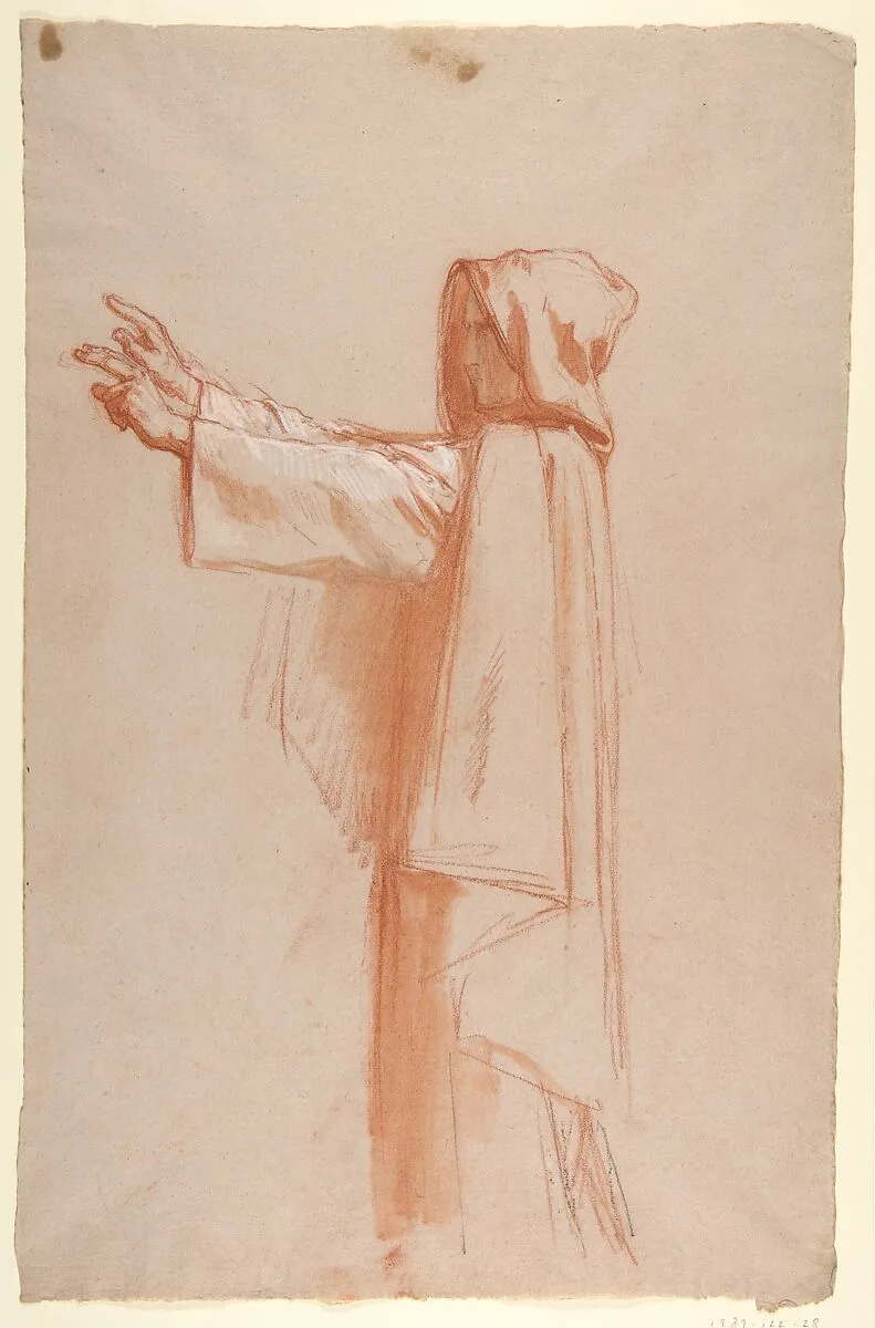 Monk (lower register; study for wall paintings in the Chapel of Saint Remi, Sainte-Clotilde, Paris, 1858) — Isidore Pils