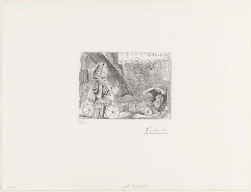 A Jester with a Bicycle and an Odalisque with an Owl, from 347 Suite