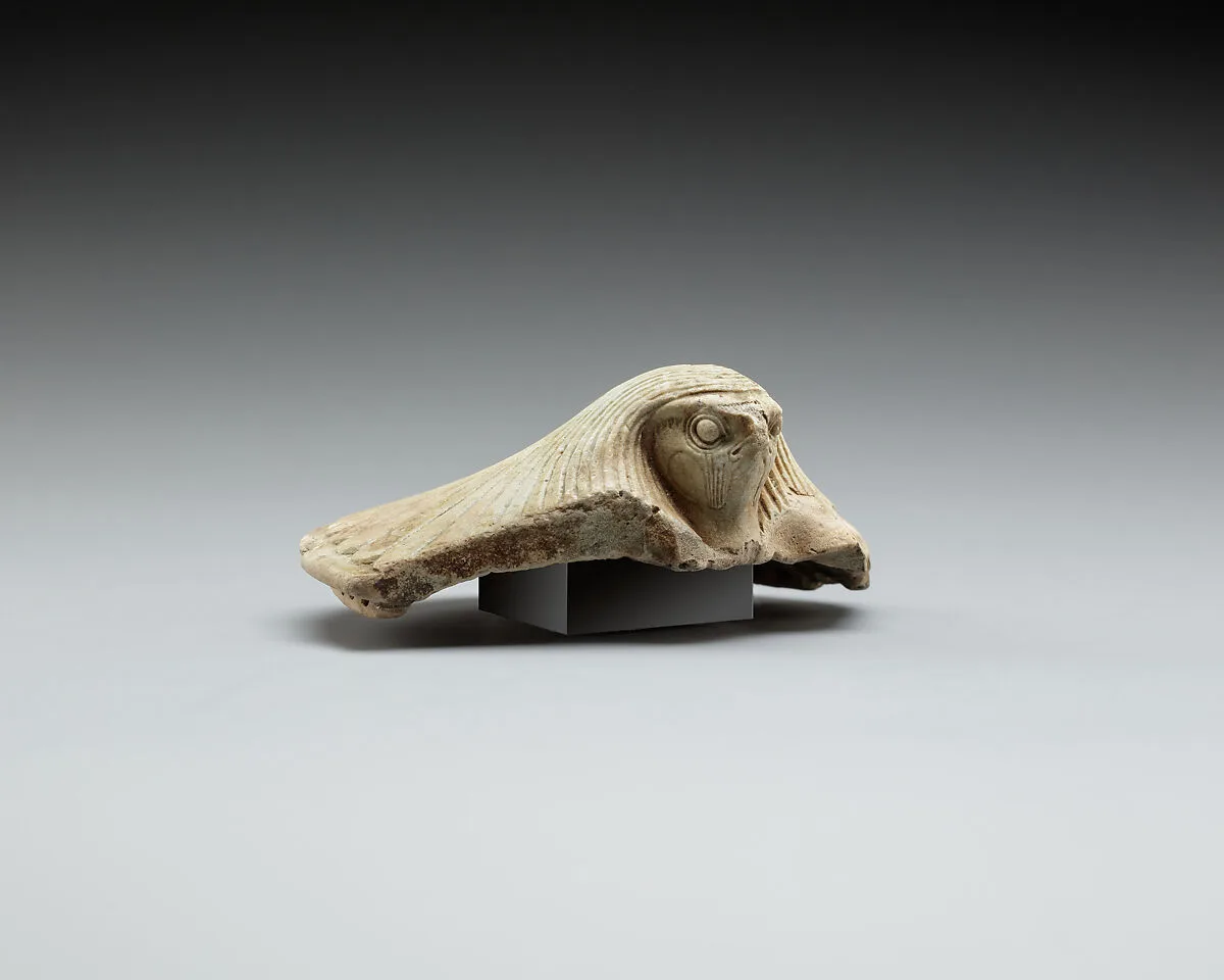 Lid fragment in form of a falcon's head — Unknown