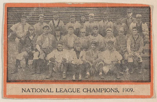 Team portrait of 1909 National League Champions, from the Baseball Players set (W500) (Orange Borders) — Unknown