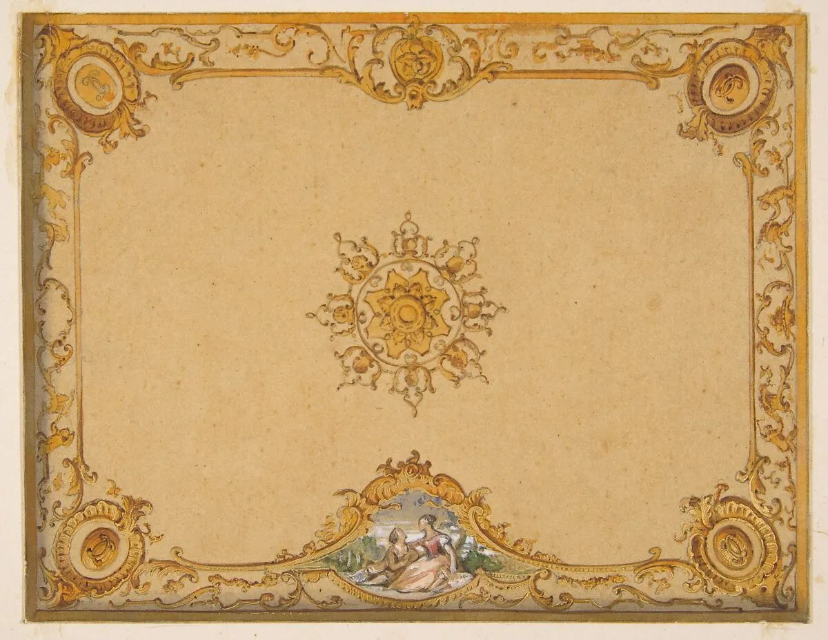 Design for a ceiling with painted decoration — Jules-Edmond-Charles Lachaise|Eugène-Pierre Gourdet