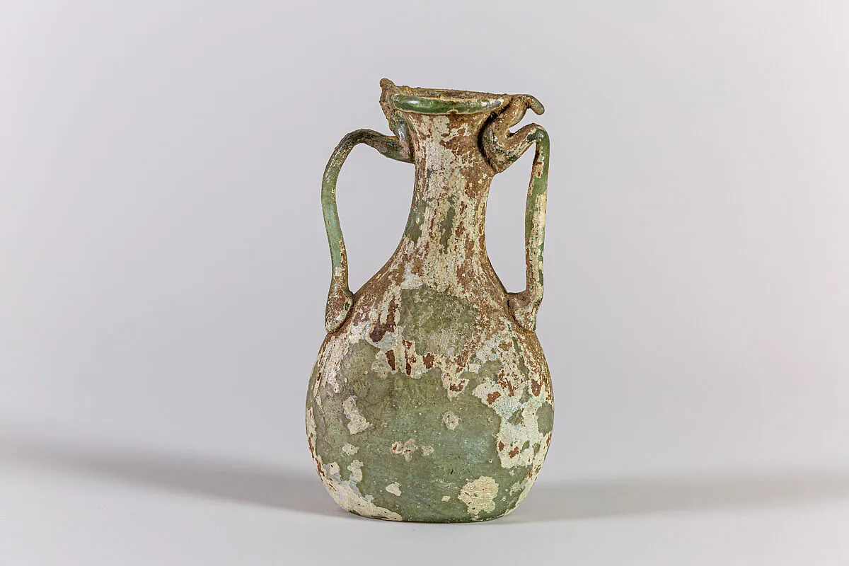 Glass two-handled bottle — Unknown