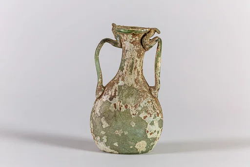 Glass two-handled bottle
