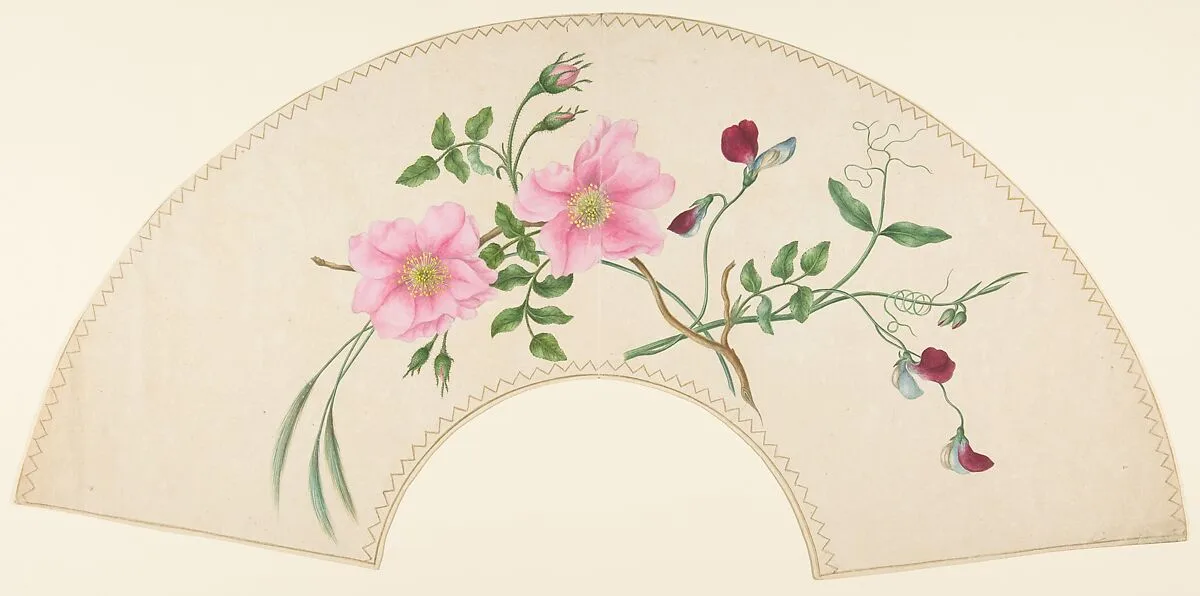 Fan Design with Flower Motifs — Anonymous, French, 19th century