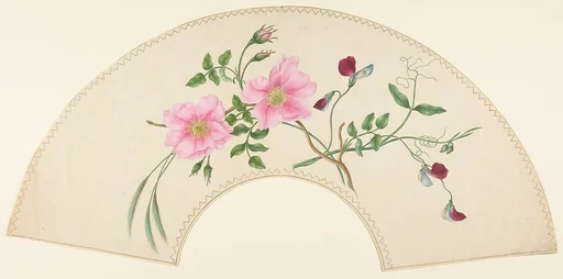 Fan Design with Flower Motifs