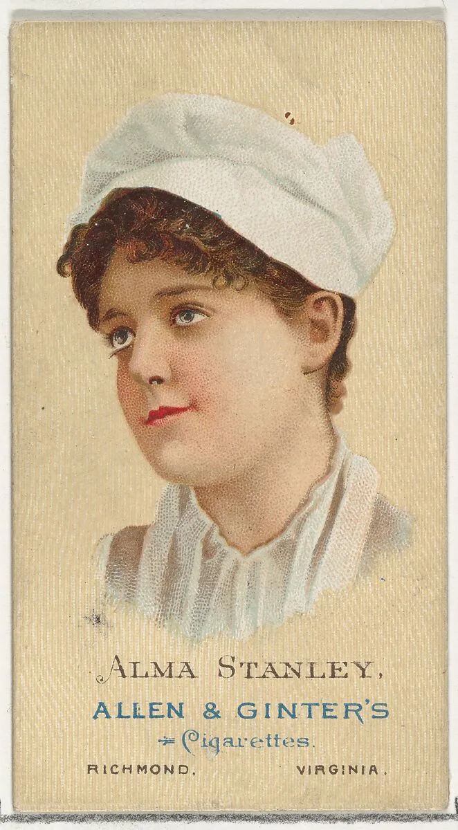 Alma Stanley, from World's Beauties, Series 2 (N27) for Allen & Ginter Cigarettes — Allen & Ginter|Lindner, Eddy & Claus