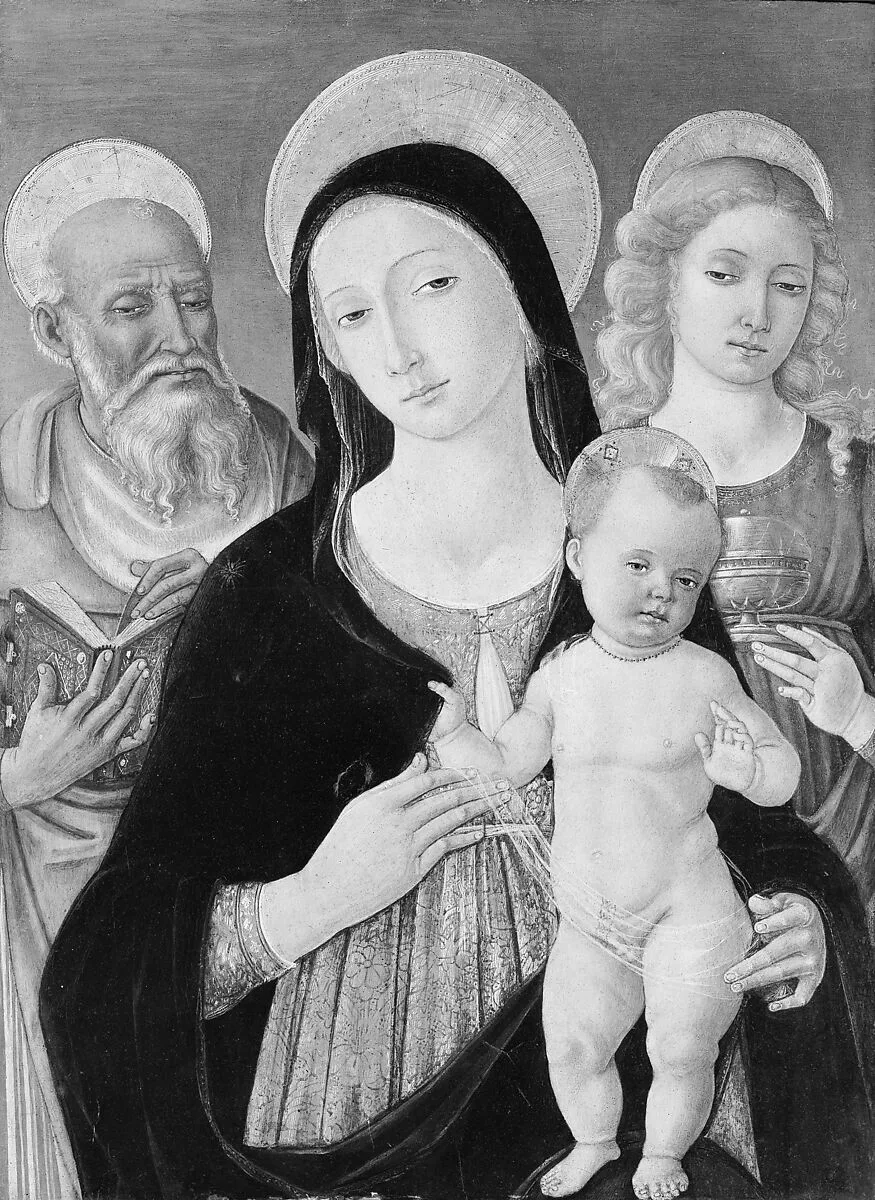 Madonna and Child with Saints Jerome and Mary Magdalen — Matteo di Giovanni di Bartolo