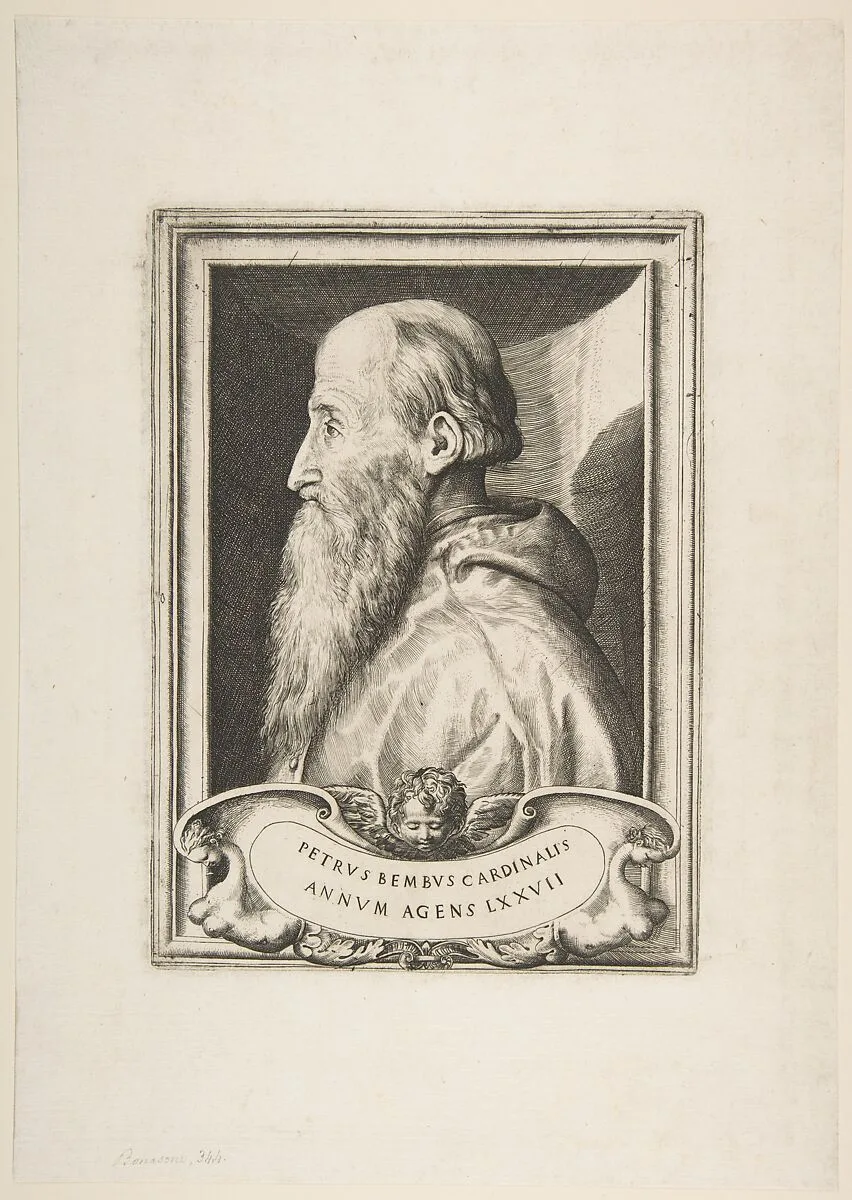 Portrait of Cardinal Pietro Bembo facing left — Giulio Bonasone