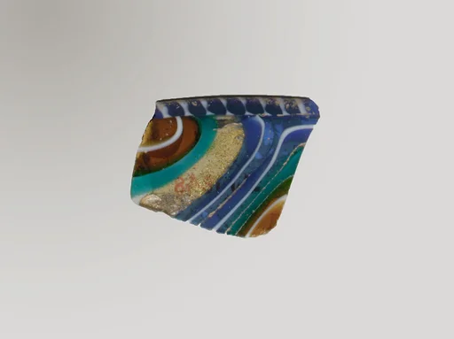 Glass gold-band mosaic bowl fragment