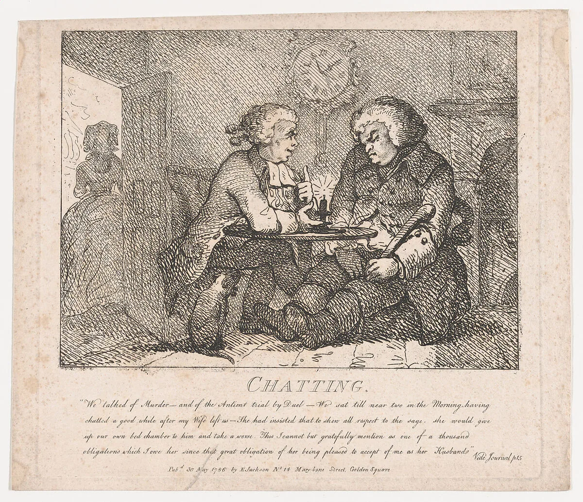 Chatting (Picturesque Beauties of Boswell, Part the First) — Samuel Collings|Samuel Johnson|Elizabeth Jackson|Thomas Rowlandson|James Boswell