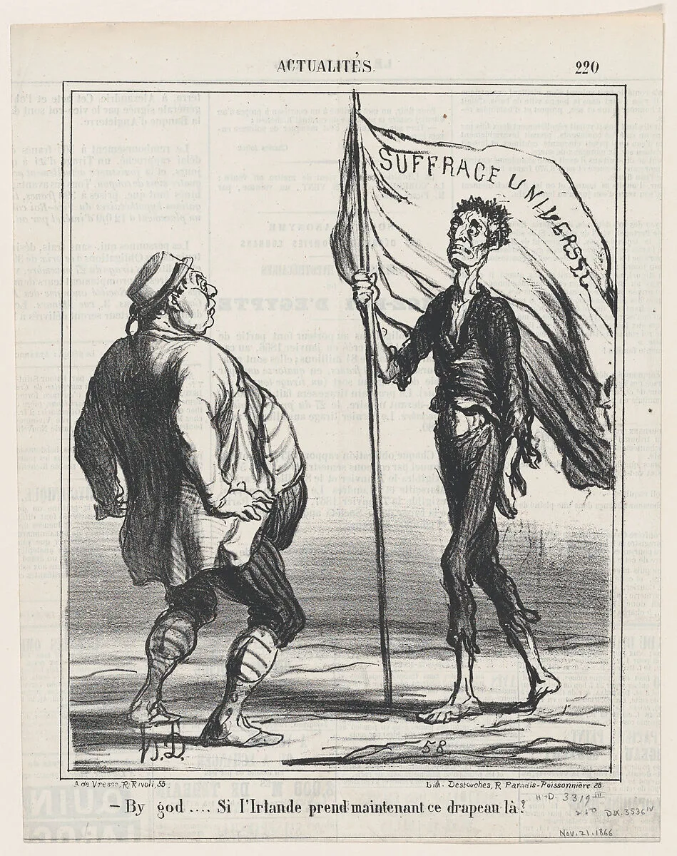 By God! If Ireland should really wave this flag now!, from 'News of the day,' published in Le Charivari, November 21, 1866 — Honoré Daumier|Arnaud de Vresse|Destouches