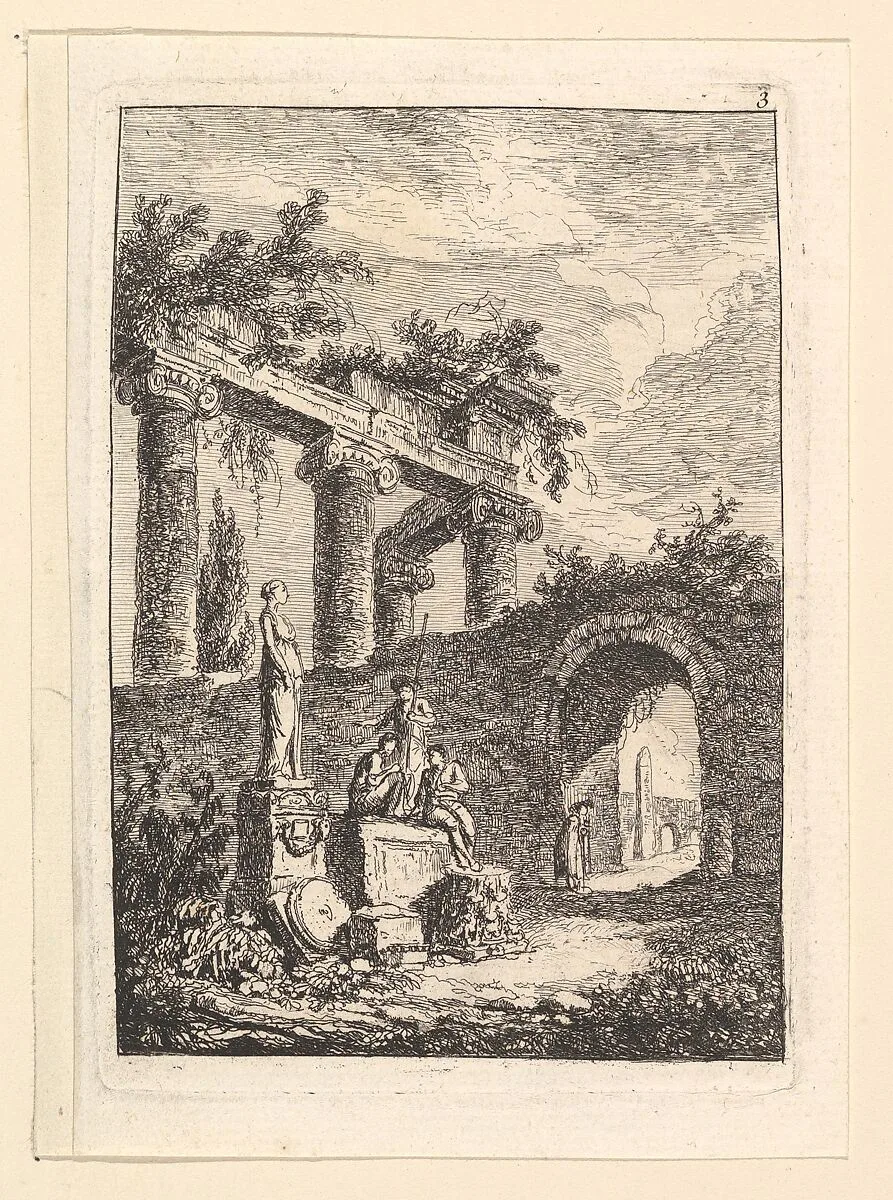 La Statue en Avant les Ruines — Hubert Robert