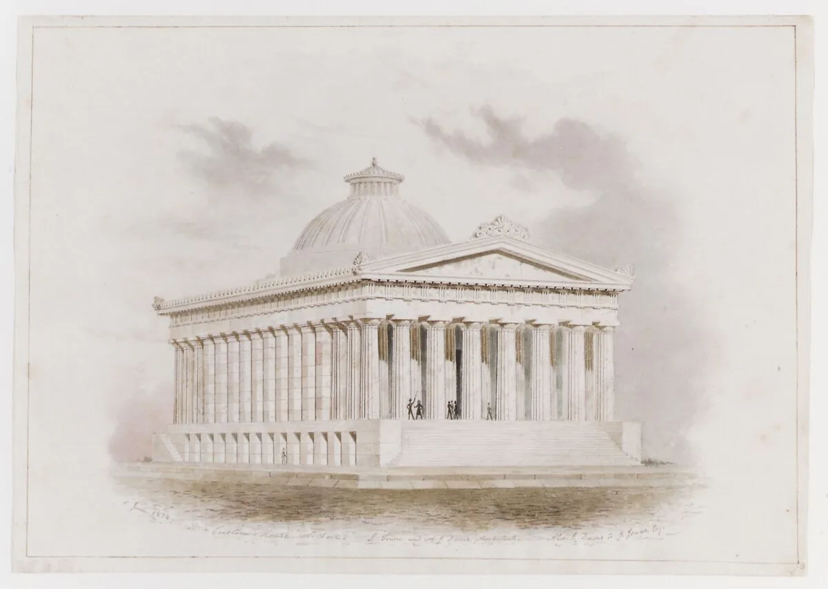 U. S. Custom House, New York (perspective) — Ithiel Town|Alexander Jackson Davis