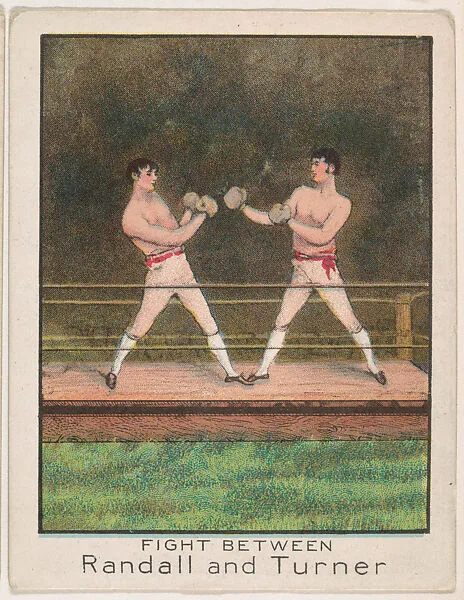 Fight between Randall and Turner, from the Champion Athlete and Prize Fighter series (T220), issued by Mecca and Tolstoi Cigarettes — Tolstoi Cigarettes|Mecca Cigarettes