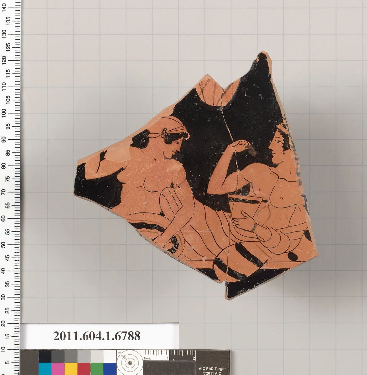 Terracotta fragment of a kylix (drinking cup) — Tarquinia Painter