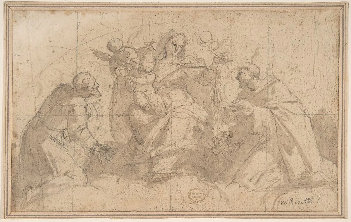 Madonna and Child with Saints and Angels — Anonymous, Italian, Roman-Bolognese, 17th century