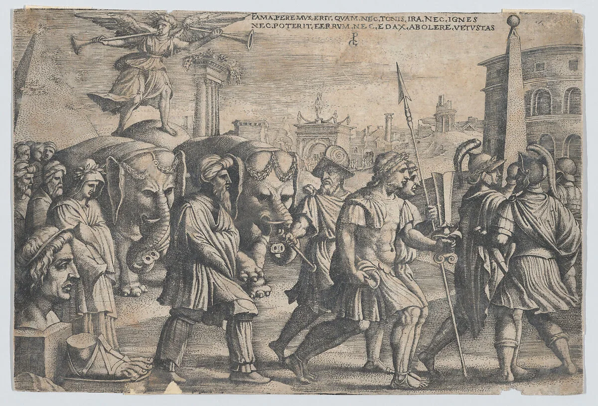 The Triumph of Fame on Chastity, from The Triumphs of Petrarch — Georg Pencz