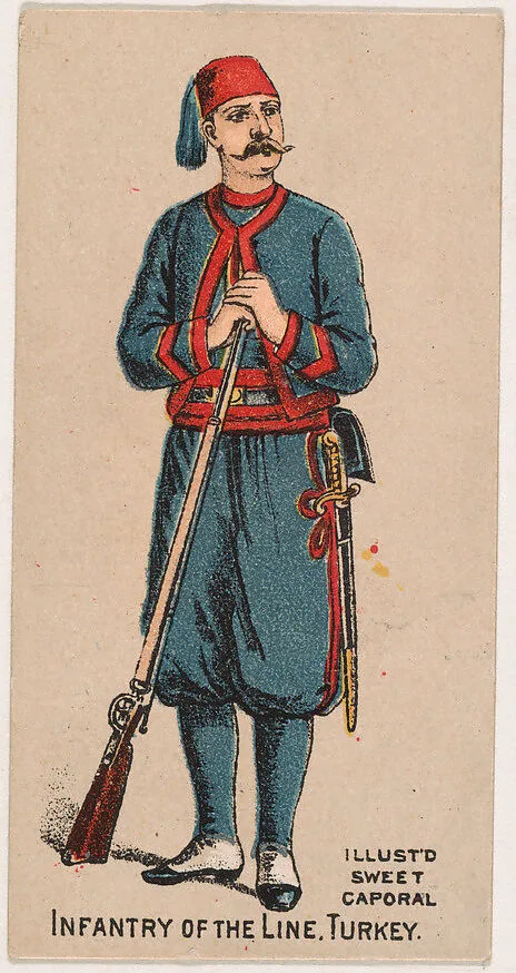 Infantry of the Line, Turkey, from the Military Series (N224) issued by Kinney Tobacco Company to promote Sweet Caporal Cigarettes — Kinney Brothers Tobacco Company