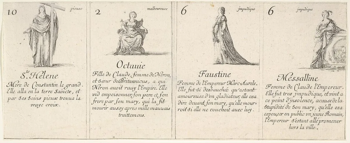 Ste. Helene, Octauie, Faustine, and Messalline, from 'The game of queens' (Le jeu des Reines renommées) — Stefano della Bella
