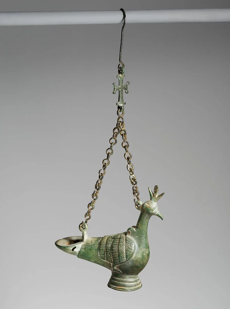 Hanging Lamp in the Form of a Peacock — Unknown