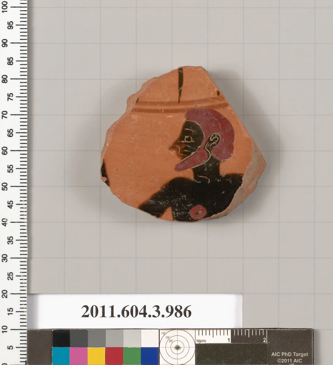 Terracotta fragment of a lekanis lid (covered dish) — Unknown