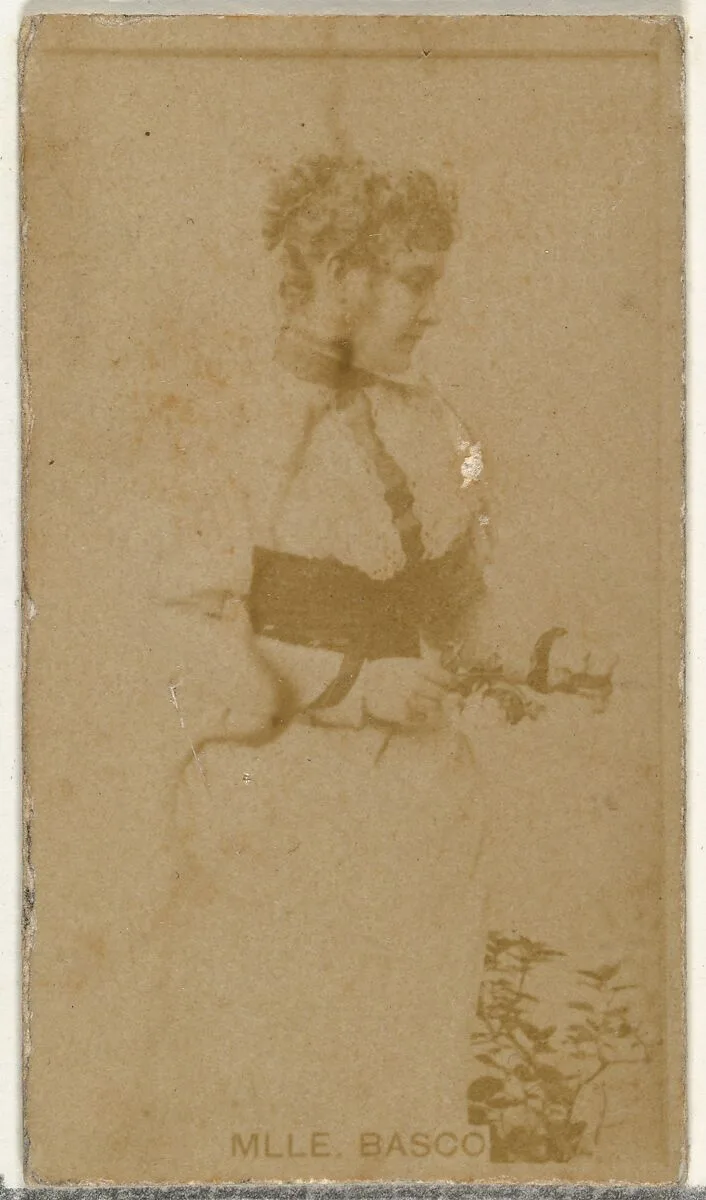 Mlle. Basco, from the Actors and Actresses series (N145-8) issued by Duke Sons & Co. to promote Duke Cigarettes — American Tobacco Company|W. Duke, Sons & Co.