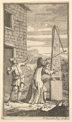 Sidrophel Examining the Kite Through His Telescope (Seventeen Small Illustrations for Samuel Butler's Hudibras, no. 10)