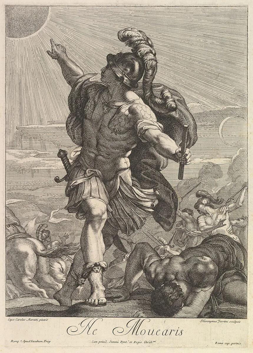 Joshua commanding the sun to stand still — Carlo Maratti|Hieronymus Ferroni|Johann Jakob Frey the Elder