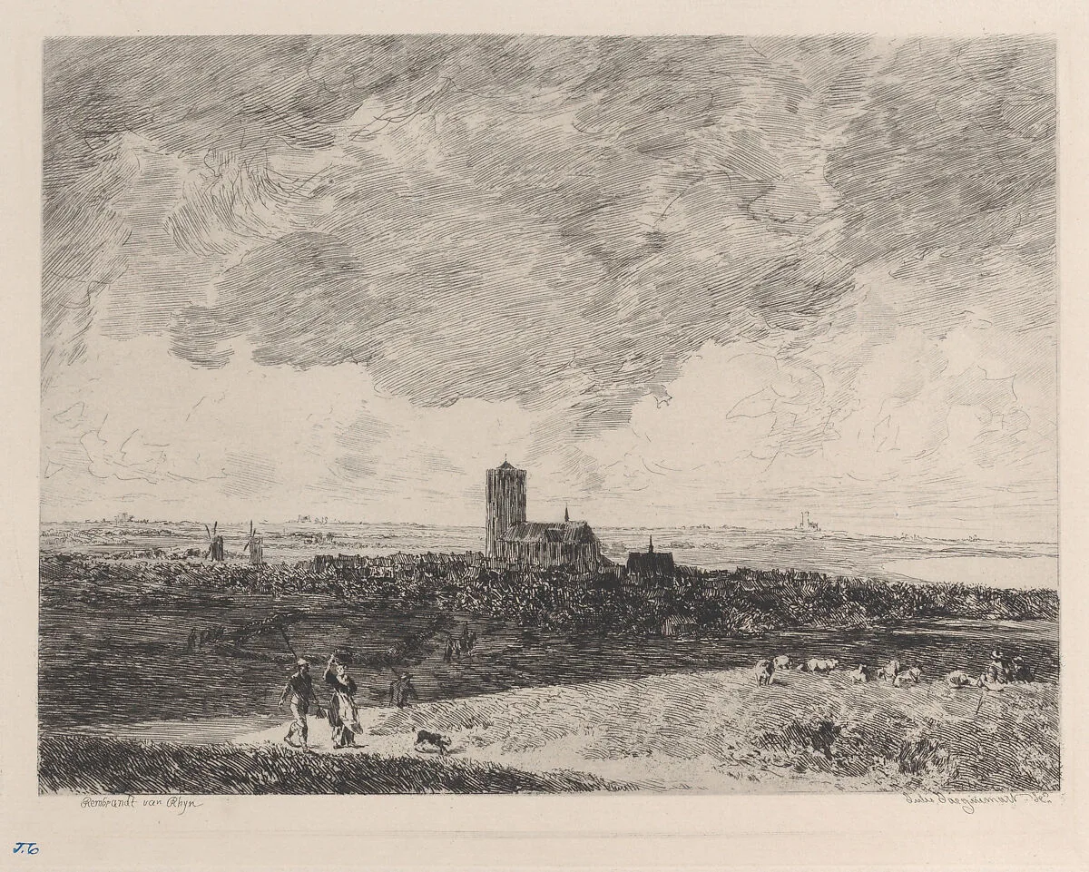 Landscape, after Rembrandt — Rembrandt (Rembrandt van Rijn)|Jules-Ferdinand Jacquemart