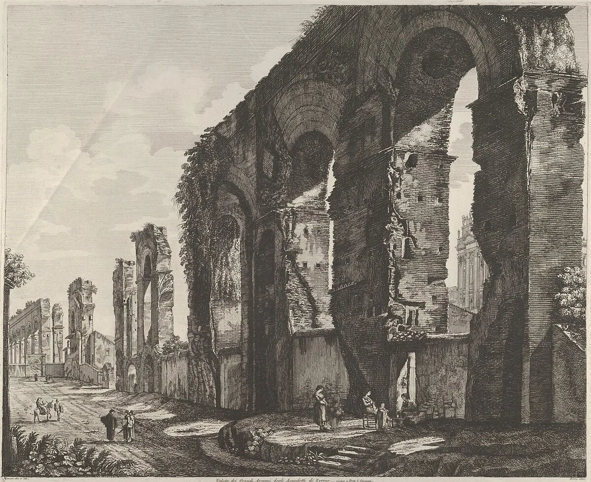 View of Nero's aqueduct, Rome — Luigi Rossini