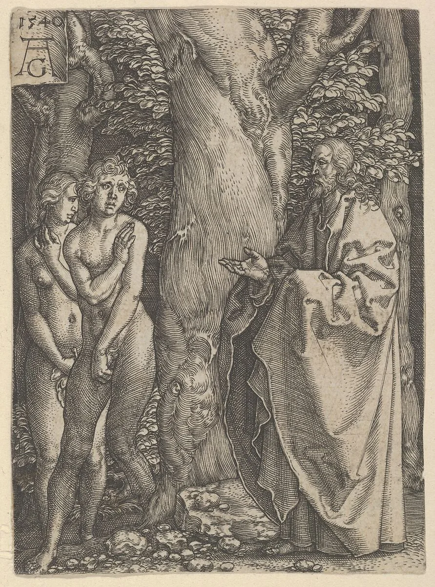 Adam and Eve Hide Themselves, from The Story of Adam and Eve — Heinrich Aldegrever