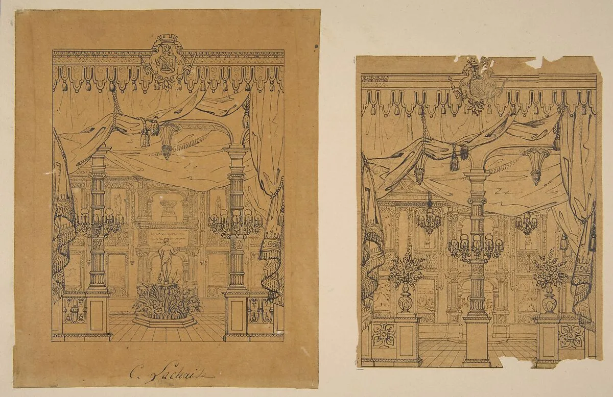 Two Views of a Grand Foyer — Jules-Edmond-Charles Lachaise|Eugène-Pierre Gourdet