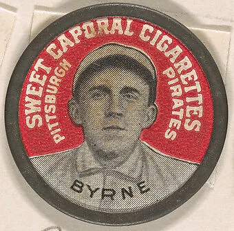 Byrne, Pittsburgh Pirates (red), from the Domino Discs series (PX7), issued by Kinney Brothers — Kinney Brothers Tobacco Company