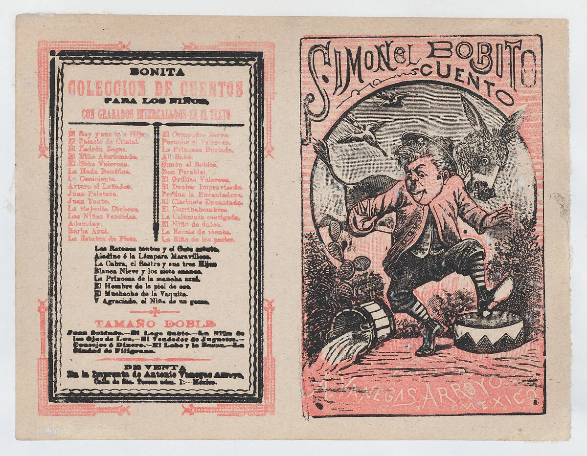 Cover for 'Simonel Bobito', a man stomping and a donkey in the background — Antonio Vanegas Arroyo|José Guadalupe Posada