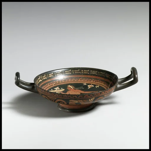 Terracotta stemless kylix (drinking cup)