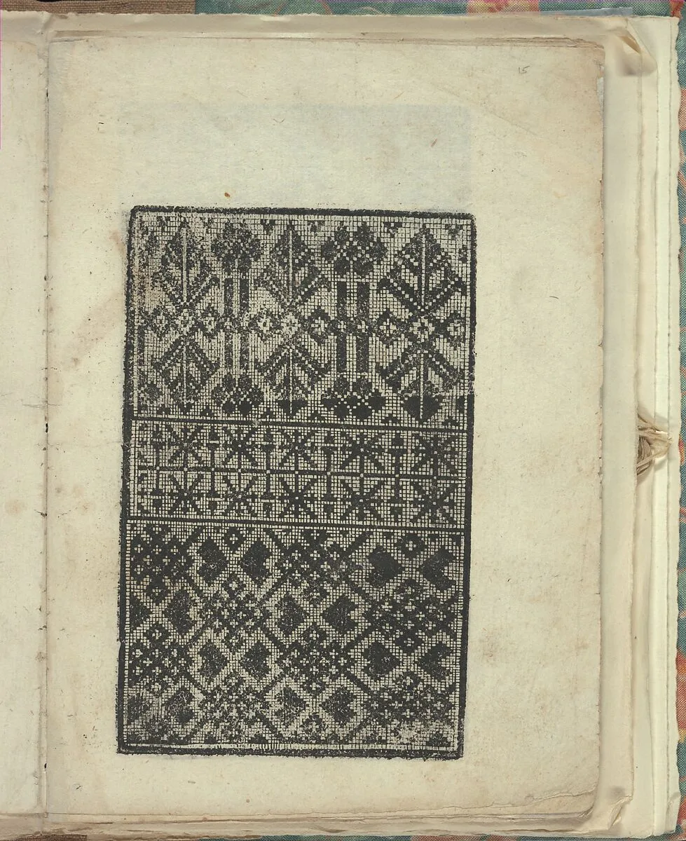 Opera Nova Universali intitulata Corona di racammi, page 15 (recto) — Giovanni Andrea Vavassore