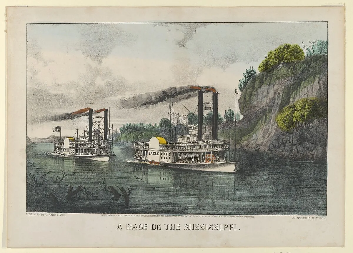 A Race on the Mississippi — Currier & Ives