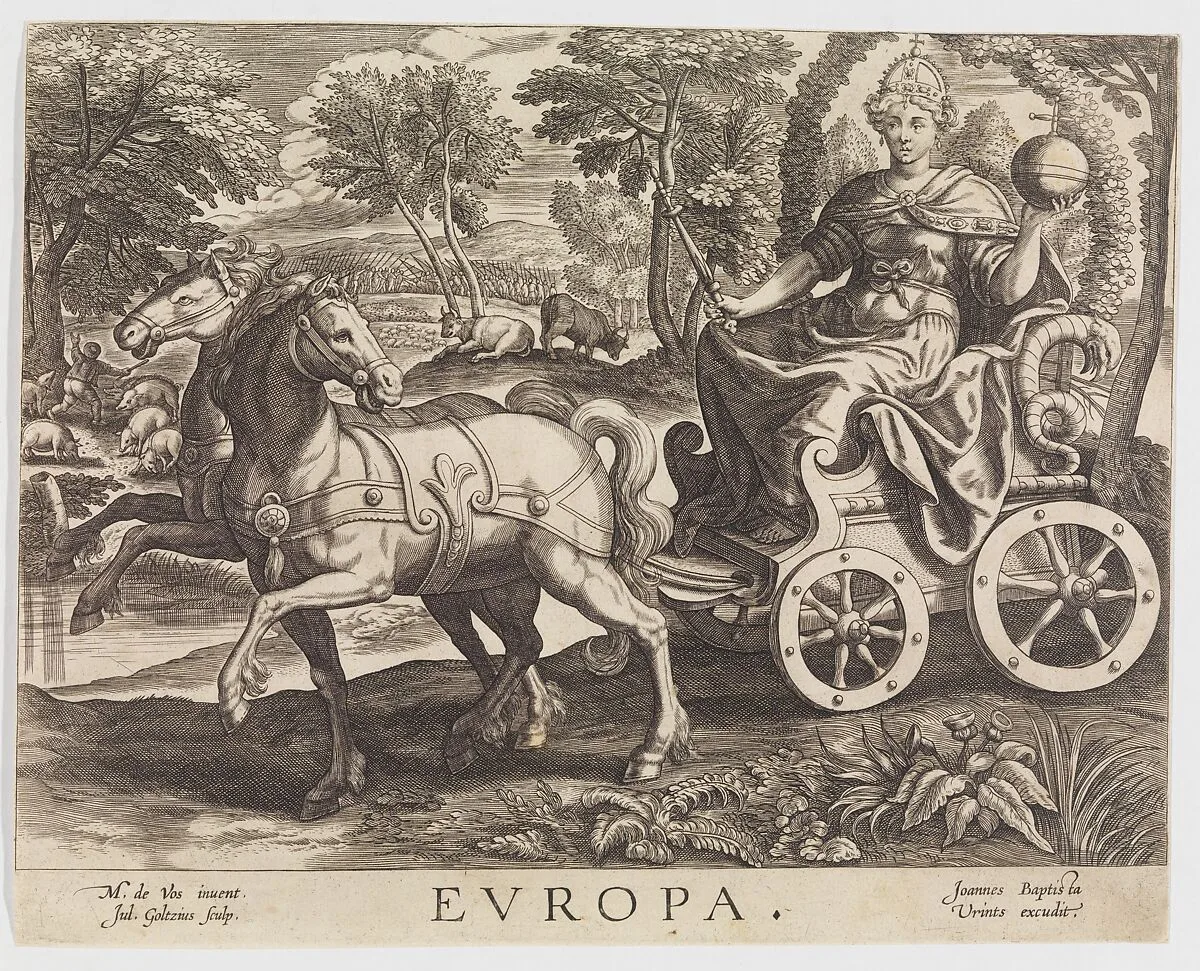 Europa from The Four Continents — Julius Goltzius|Maerten de Vos