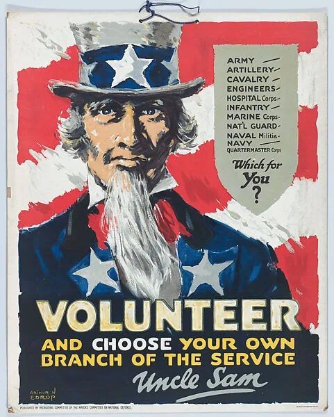Volunteer and choose your own branch of the service — Arthur Norman Edrop|Recruiting Committee of the Mayor's Committee on National Defence|American Lithographic Co.