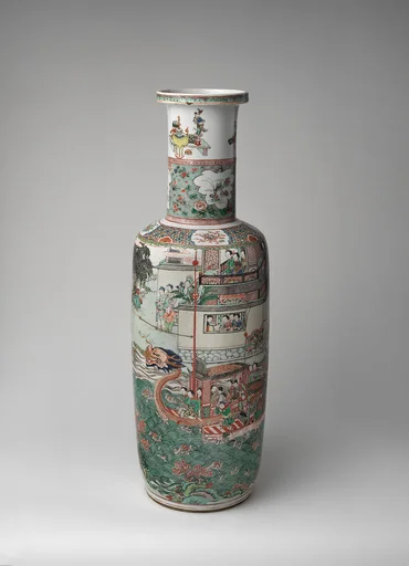 清康熙 景德鎮窯龍舟競渡圖棒槌瓶|Vase with performance of dragon boat