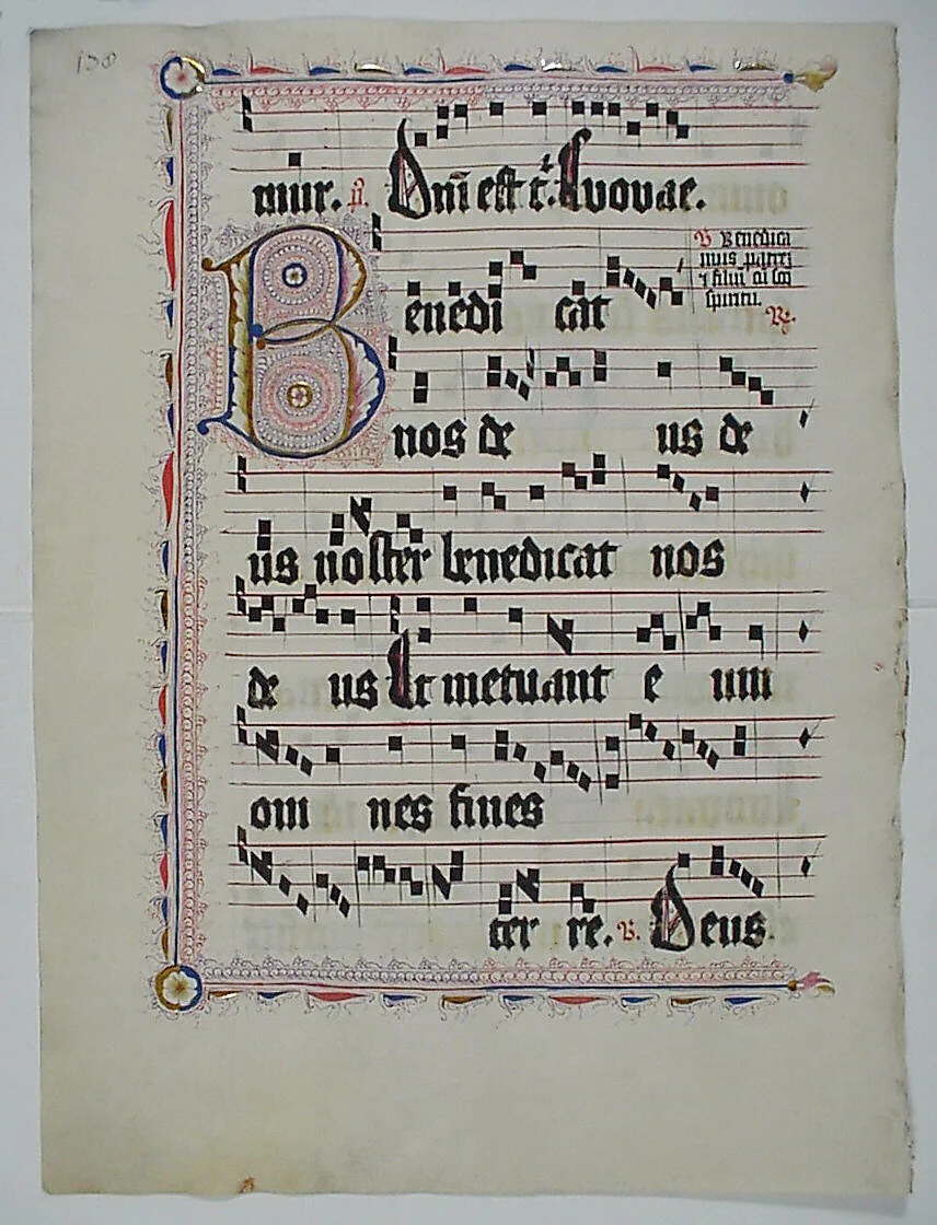 Manuscript Leaf with Initial B, from an Antiphonary — Unknown