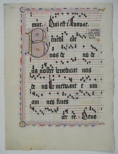 Manuscript Leaf with Initial B, from an Antiphonary